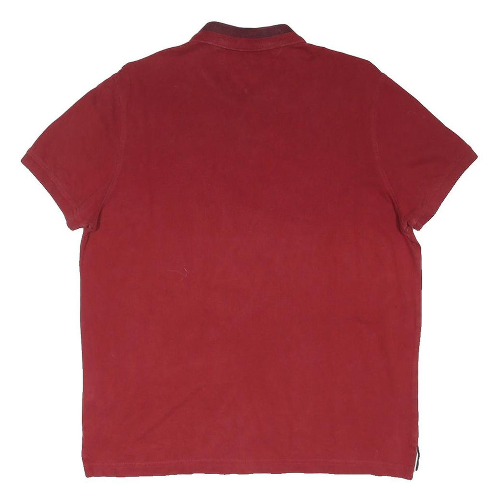 TOMMY HILFIGER Mens Red Cotton Blend Polo Shirt M Button Collar Casual Wear