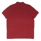 TOMMY HILFIGER Mens Red Cotton Blend Polo Shirt M Button Collar Casual Wear