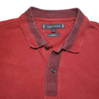TOMMY HILFIGER Mens Red Cotton Blend Polo Shirt M Button Collar Casual Wear