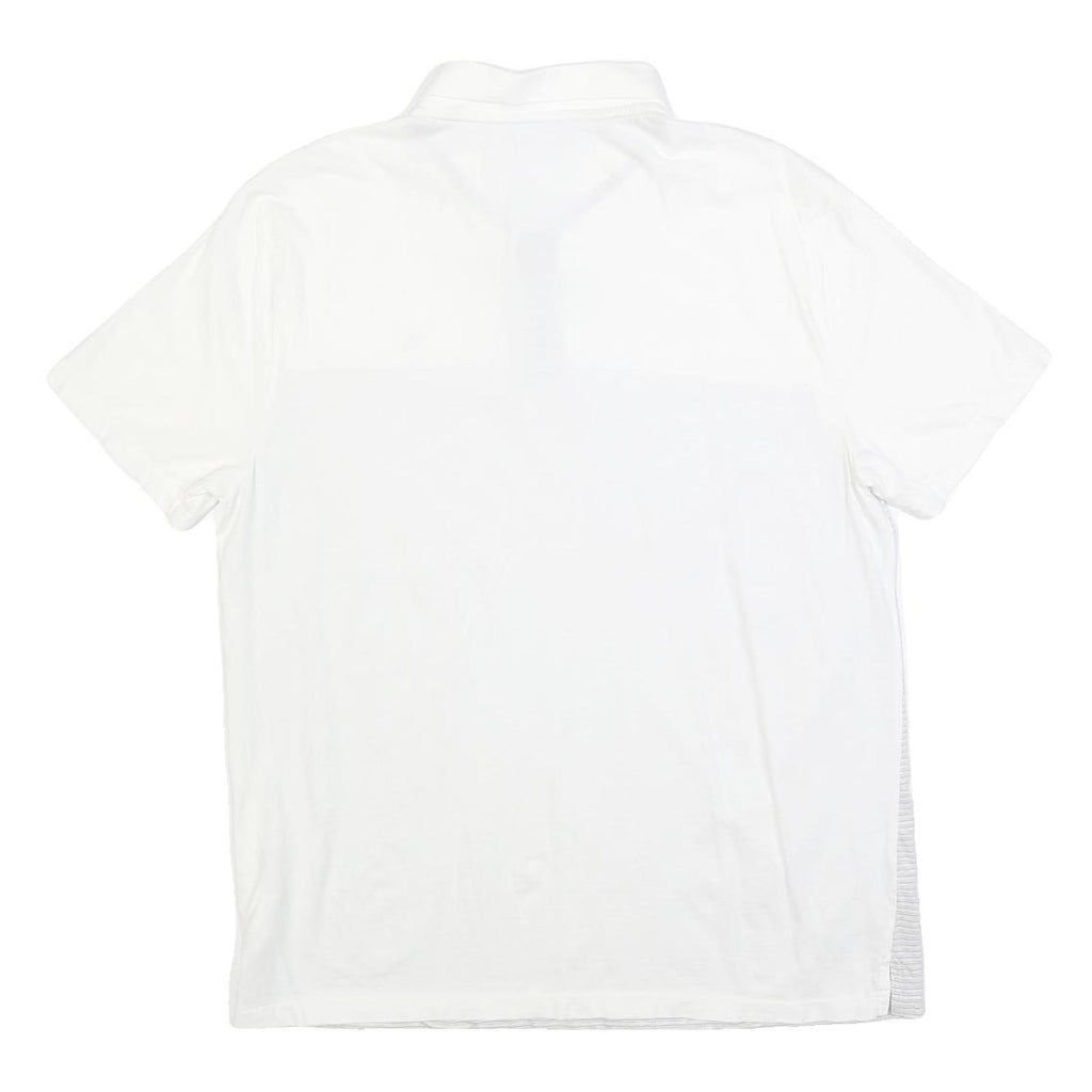 CALVIN KLEIN Mens White & Grey Striped Short Sleeve Polo Shirt L Casual Cotton