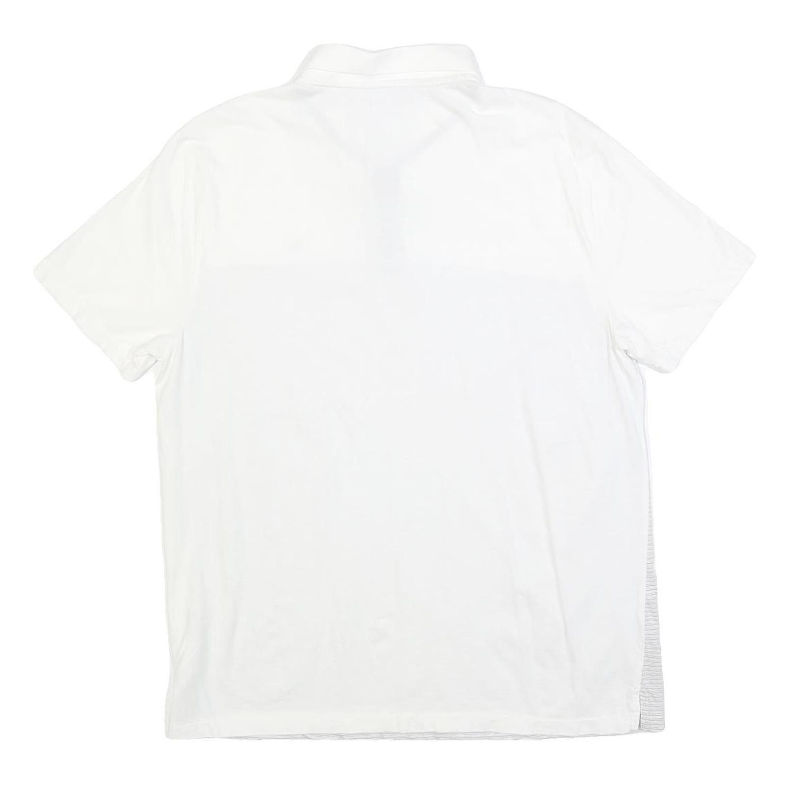 CALVIN KLEIN Mens White & Grey Striped Short Sleeve Polo Shirt L Casual Cotton