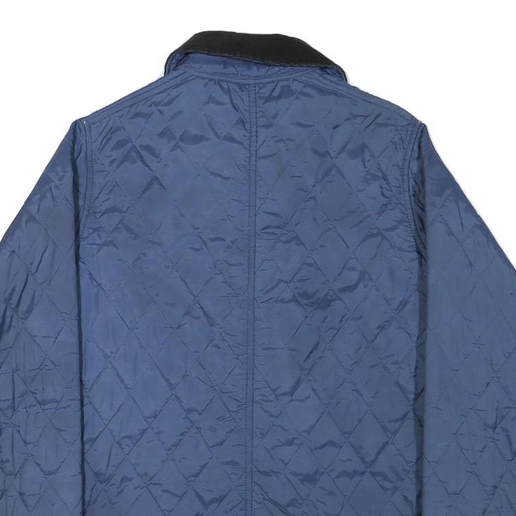 BARBOUR Womens Blue Quilted Jacket M Polyester Blend Button Closure Classic
