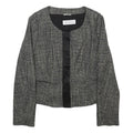 MAX MARA Womens Black & White Wool Blend Peplum Button Jacket UK 14 Tweed