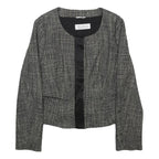 MAX MARA Womens Black & White Wool Blend Peplum Button Jacket UK 14 Tweed