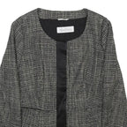 MAX MARA Womens Black & White Wool Blend Peplum Button Jacket UK 14 Tweed