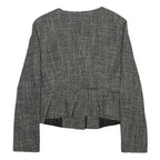 MAX MARA Womens Black & White Wool Blend Peplum Button Jacket UK 14 Tweed