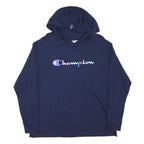 CHAMPION Womens Navy Hoodie L Cotton Blend Pullover Comfort Casual