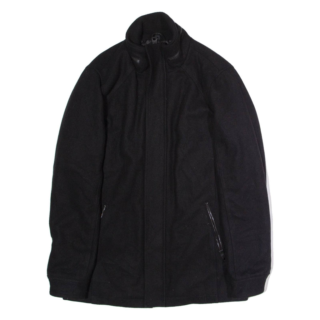 GUESS Mens Overcoat Coat Black Wool S