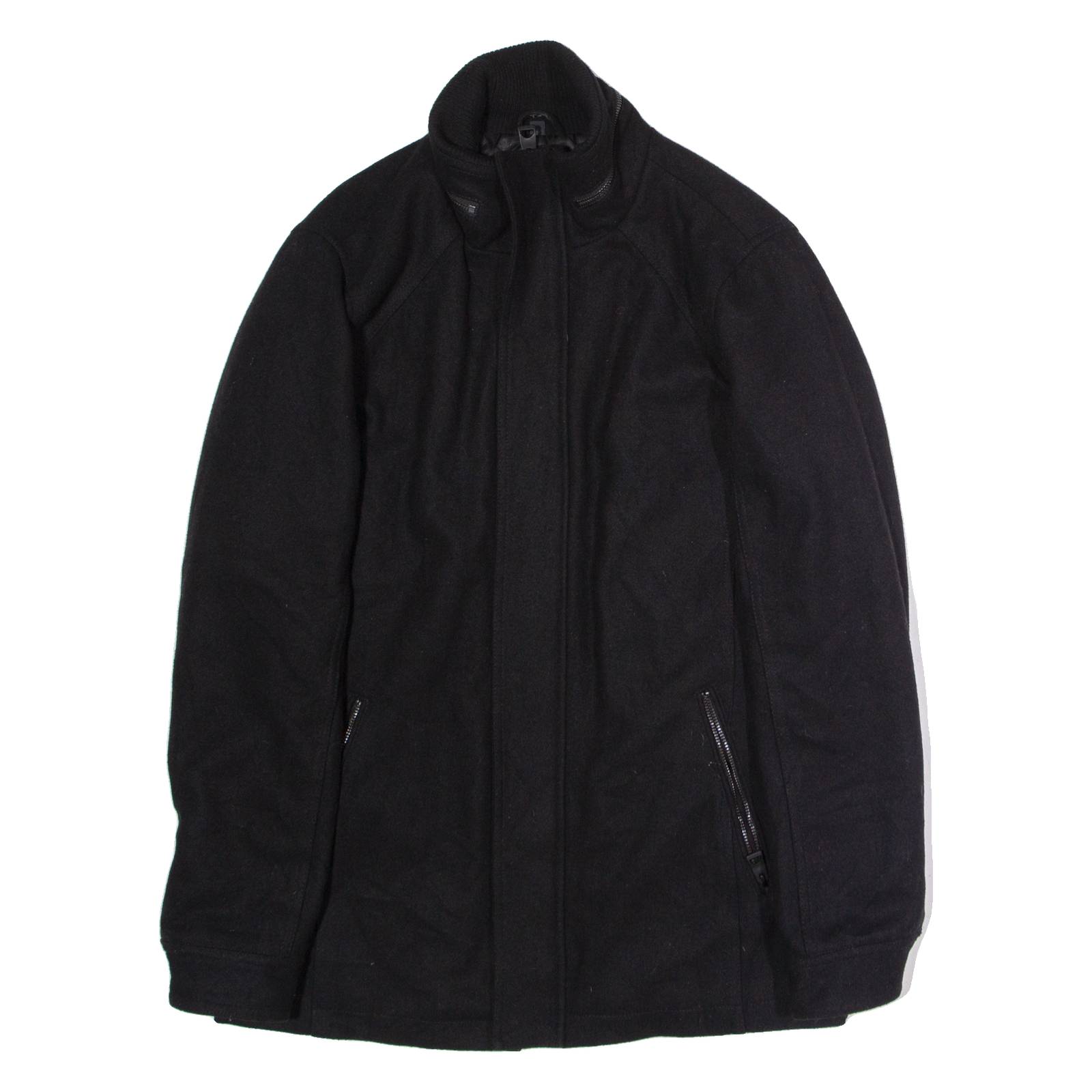 GUESS Mens Overcoat Coat Black Wool S