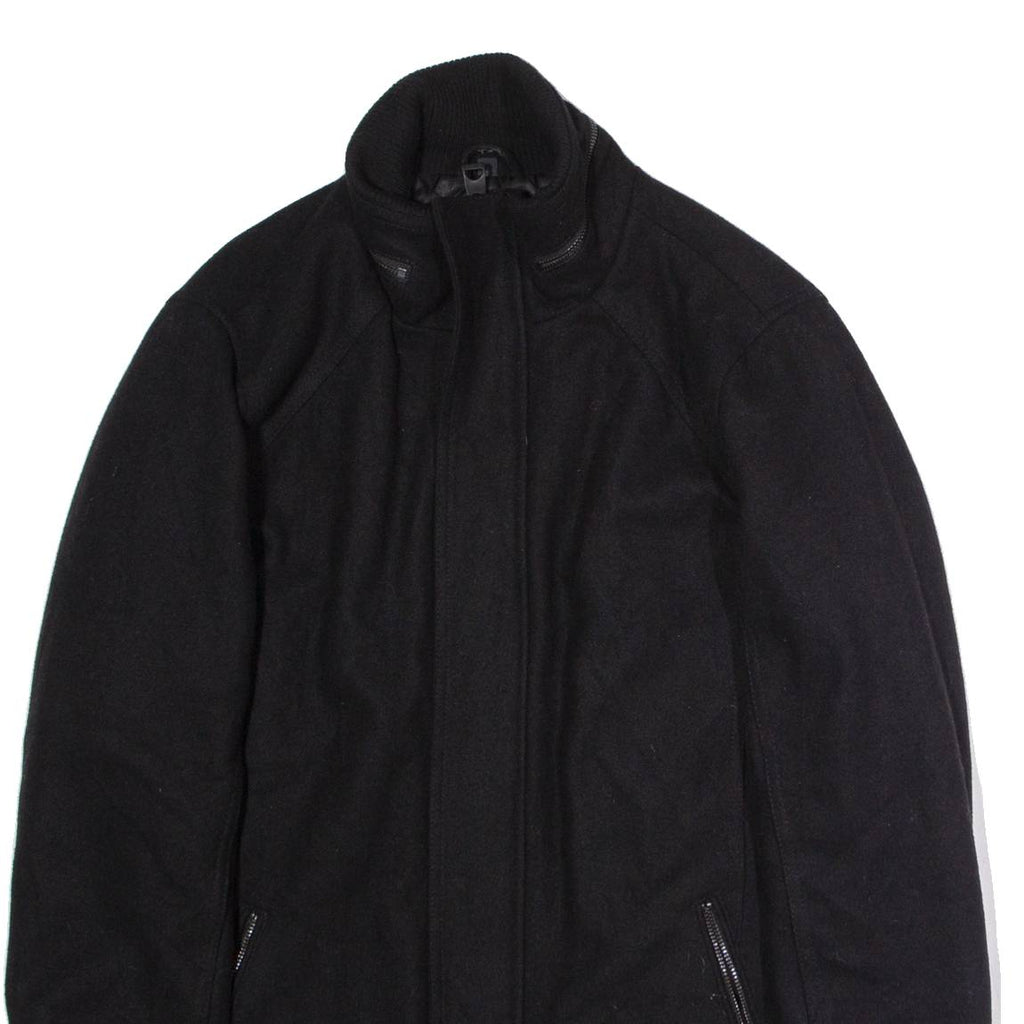 GUESS Mens Overcoat Coat Black Wool S