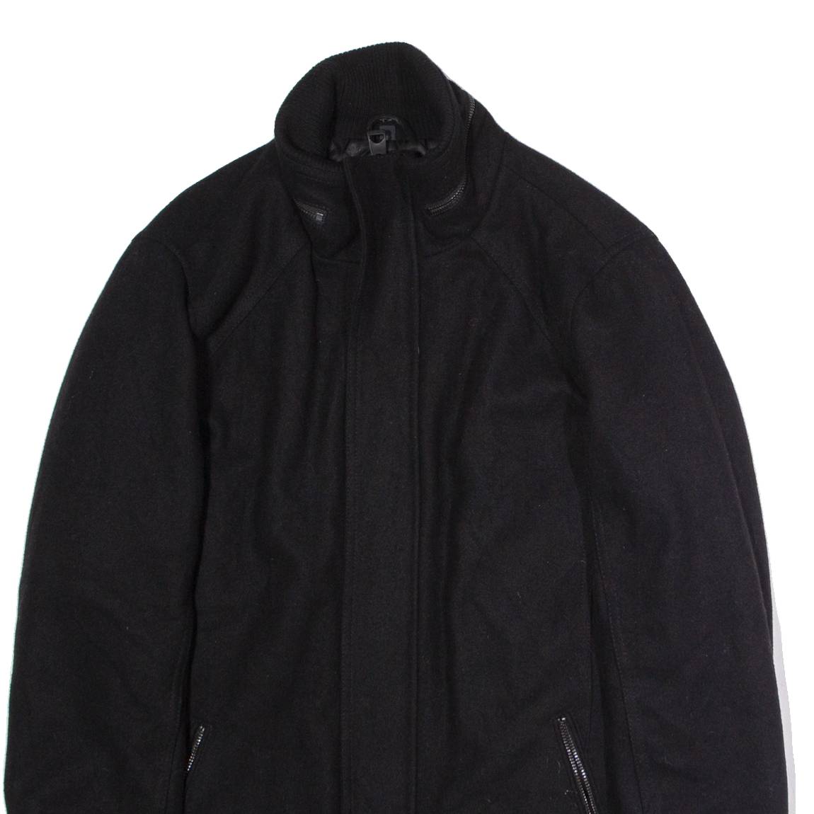 GUESS Mens Overcoat Coat Black Wool S