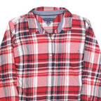 TOMMY HILFIGER Womens Red & White Checked Shirt L Cotton Blend Long Sleeve