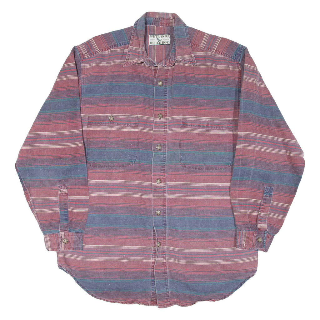 WETLANDS BUGLE BOY Mens Shirt Red Striped Long Sleeve M