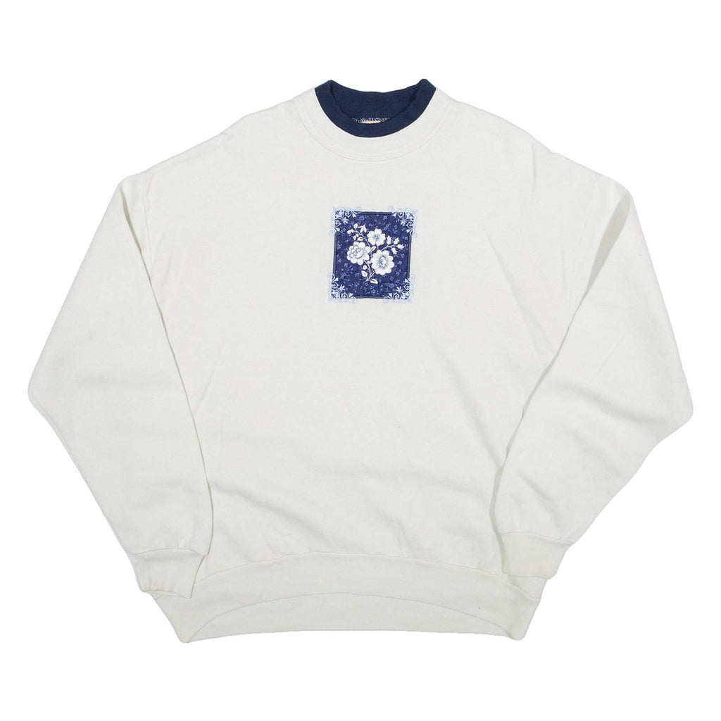 TOP STITCH Flower Print Womens Sweatshirt Blue XL
