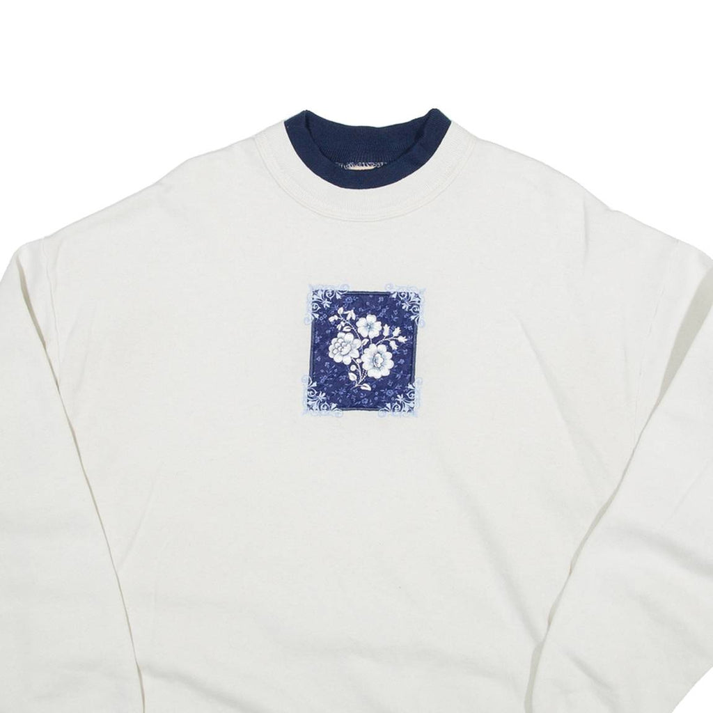 TOP STITCH Flower Print Womens Sweatshirt Blue XL