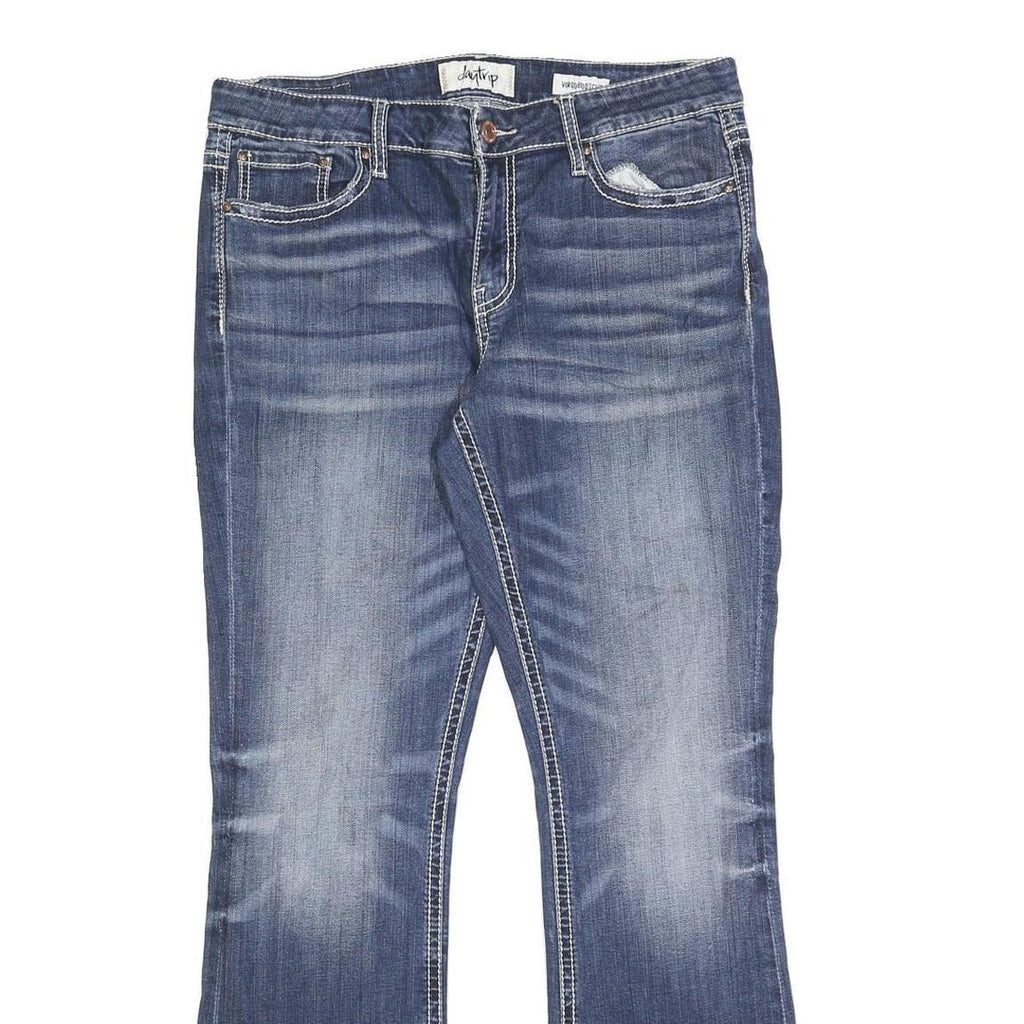 DAY TRIP Womens Regular Blue Denim Stone Wash Jeans W34 L30 Stylish Distressed