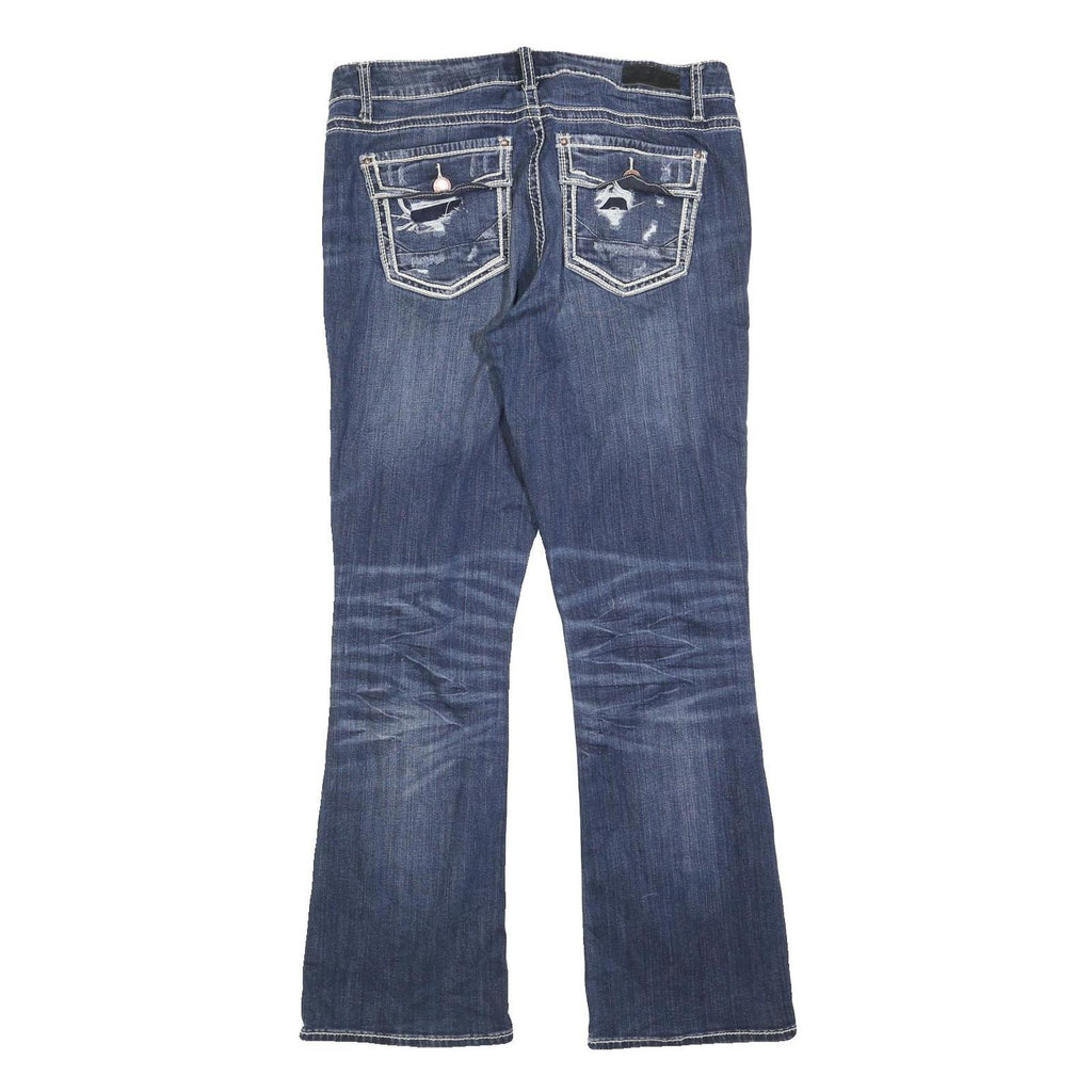 DAY TRIP Womens Regular Blue Denim Stone Wash Jeans W34 L30 Stylish Distressed