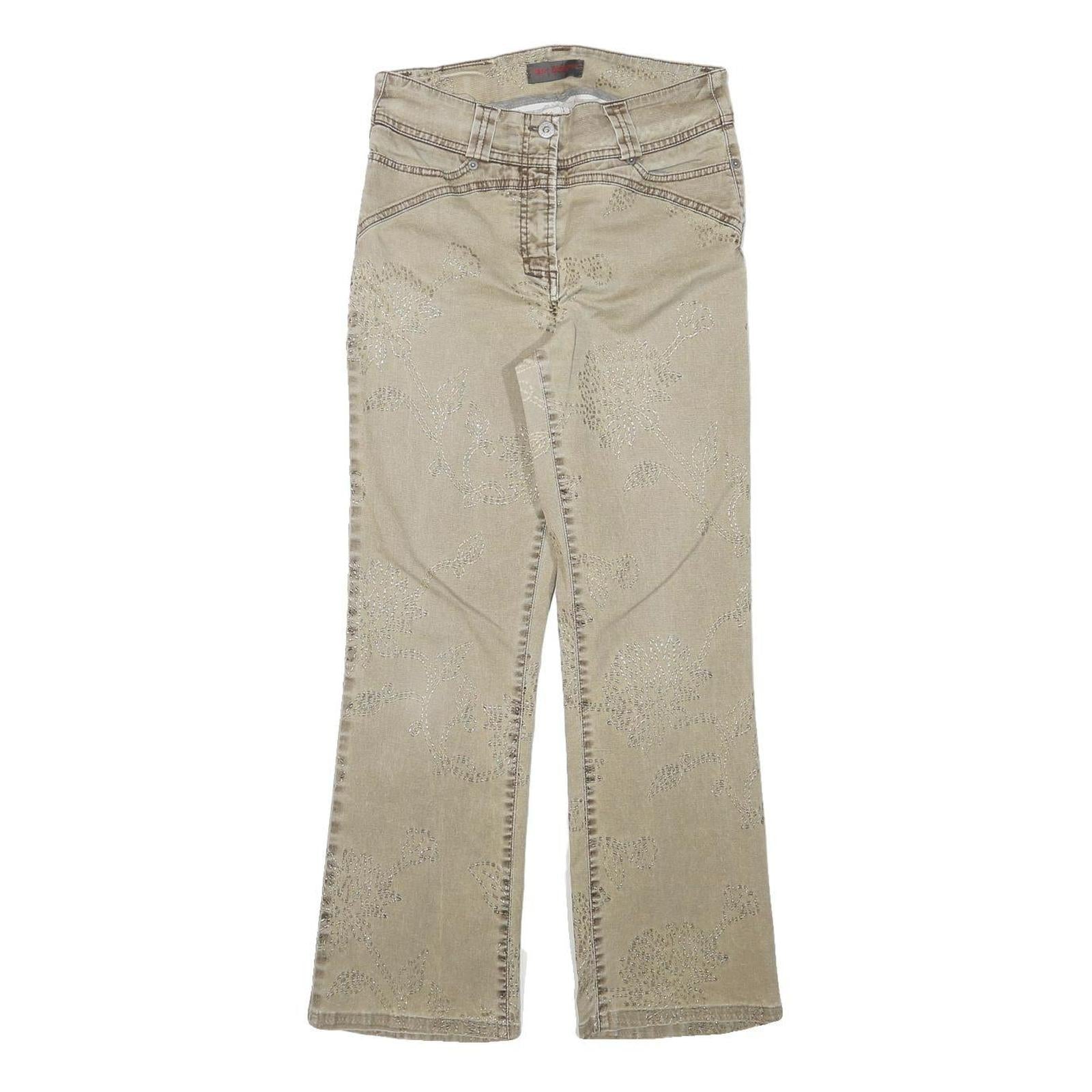 IBEN BERING Womens Beige Regular Fit Straight Cotton Blend Jeans W27 L27 Floral