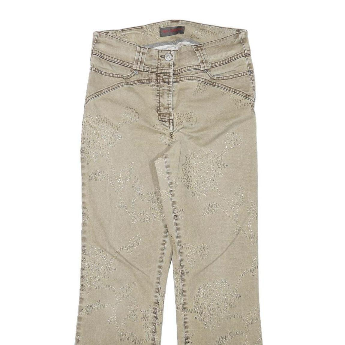 IBEN BERING Womens Beige Regular Fit Straight Cotton Blend Jeans W27 L27 Floral