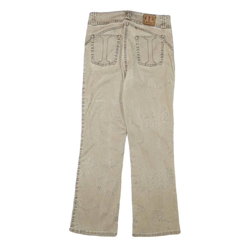 IBEN BERING Womens Beige Regular Fit Straight Cotton Blend Jeans W27 L27 Floral