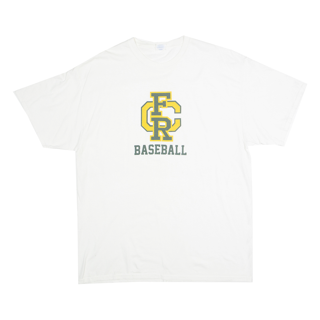 Mens White Baseball Graphic T-Shirt XL Short Sleeve Crew Neck Cotton Blend