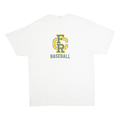 Mens White Baseball Graphic T-Shirt XL Short Sleeve Crew Neck Cotton Blend