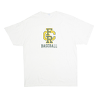 Mens White Baseball Graphic T-Shirt XL Short Sleeve Crew Neck Cotton Blend