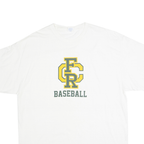 Mens White Baseball Graphic T-Shirt XL Short Sleeve Crew Neck Cotton Blend