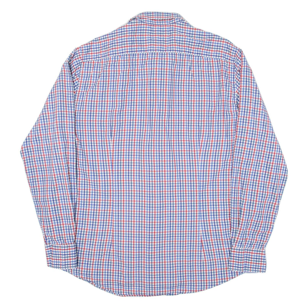 TOMMY HILFIGER Fitted Mens Shirt Blue Check Long Sleeve L