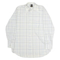 LUTTEURS Mens White & Blue Check Shirt M Cotton Long Sleeve Button Casual