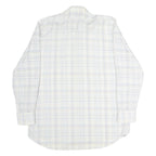 LUTTEURS Mens White & Blue Check Shirt M Cotton Long Sleeve Button Casual