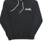 ELLESSE Womens Black Hoodie UK 10 Cotton Blend Pullover Sweatshirt Logo