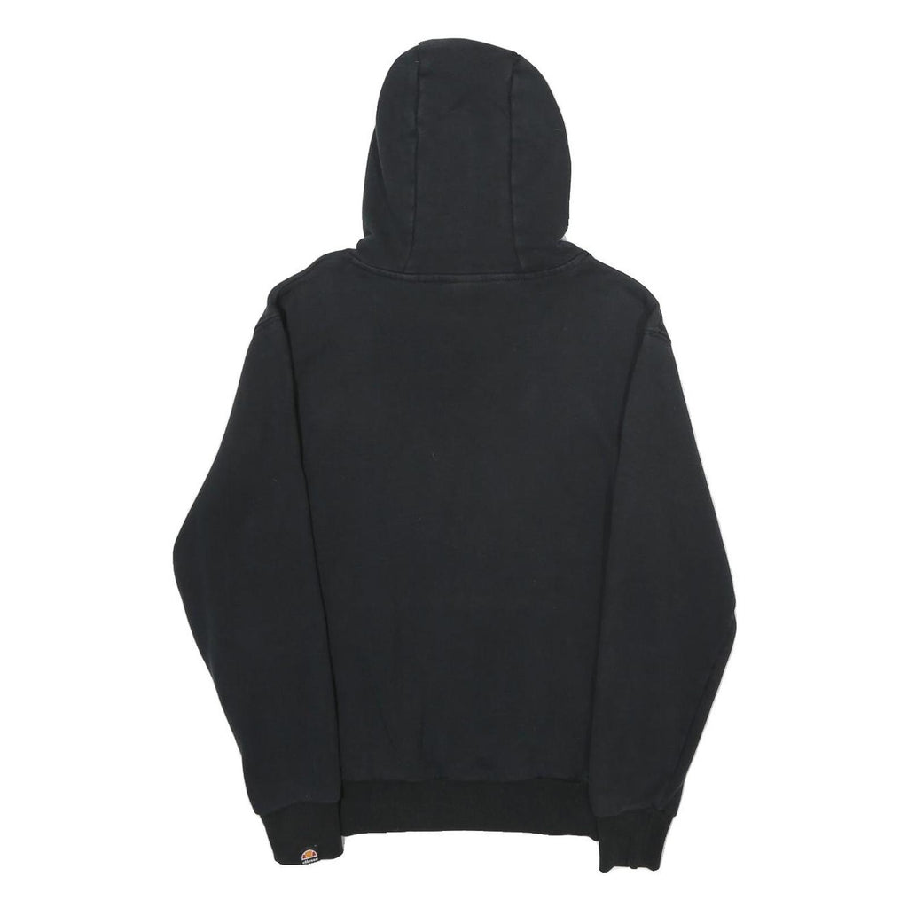 ELLESSE Womens Black Hoodie UK 10 Cotton Blend Pullover Sweatshirt Logo