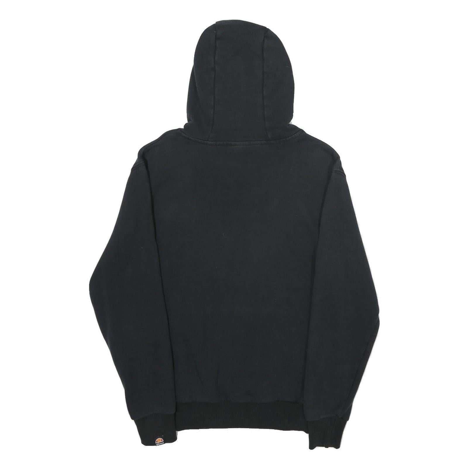 ELLESSE Womens Black Hoodie UK 10 Cotton Blend Pullover Sweatshirt Logo