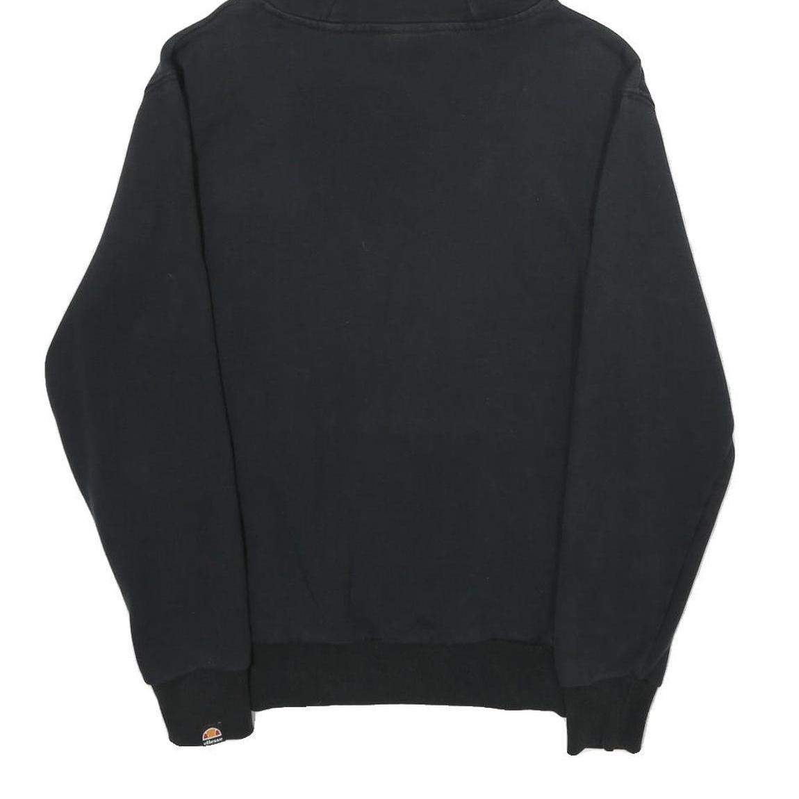 ELLESSE Womens Black Hoodie UK 10 Cotton Blend Pullover Sweatshirt Logo