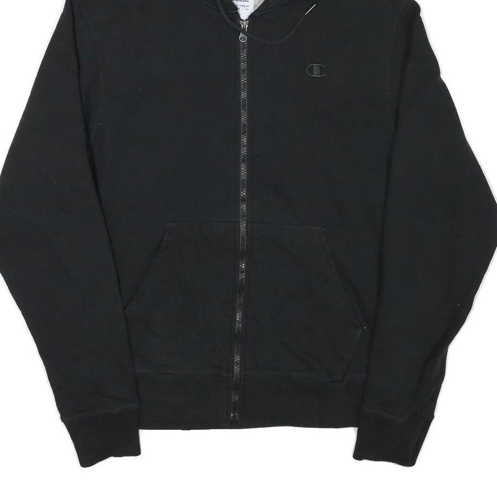 CHAMPION Mens Black Pullover Hoodie S Zip Front Casual Sportswear