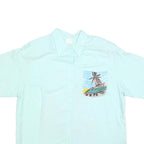 Womens Blue & Green Graphic Viscose Shirt L Lightweight Summer Beach Print