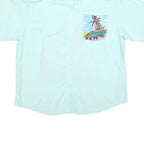Womens Blue & Green Graphic Viscose Shirt L Lightweight Summer Beach Print