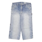 Mens Light Blue Denim Shorts Blast Brothers M W28 Cargo Style Logo Printed