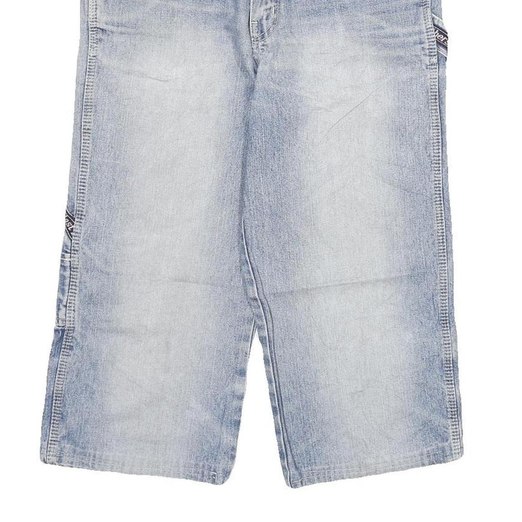 Mens Light Blue Denim Shorts Blast Brothers M W28 Cargo Style Logo Printed