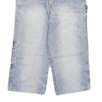 Mens Light Blue Denim Shorts Blast Brothers M W28 Cargo Style Logo Printed