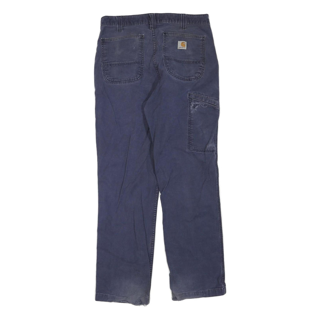 CARHARTT Womens Cotton Blend Blue Regular Fit Straight Leg Trousers W32 L31