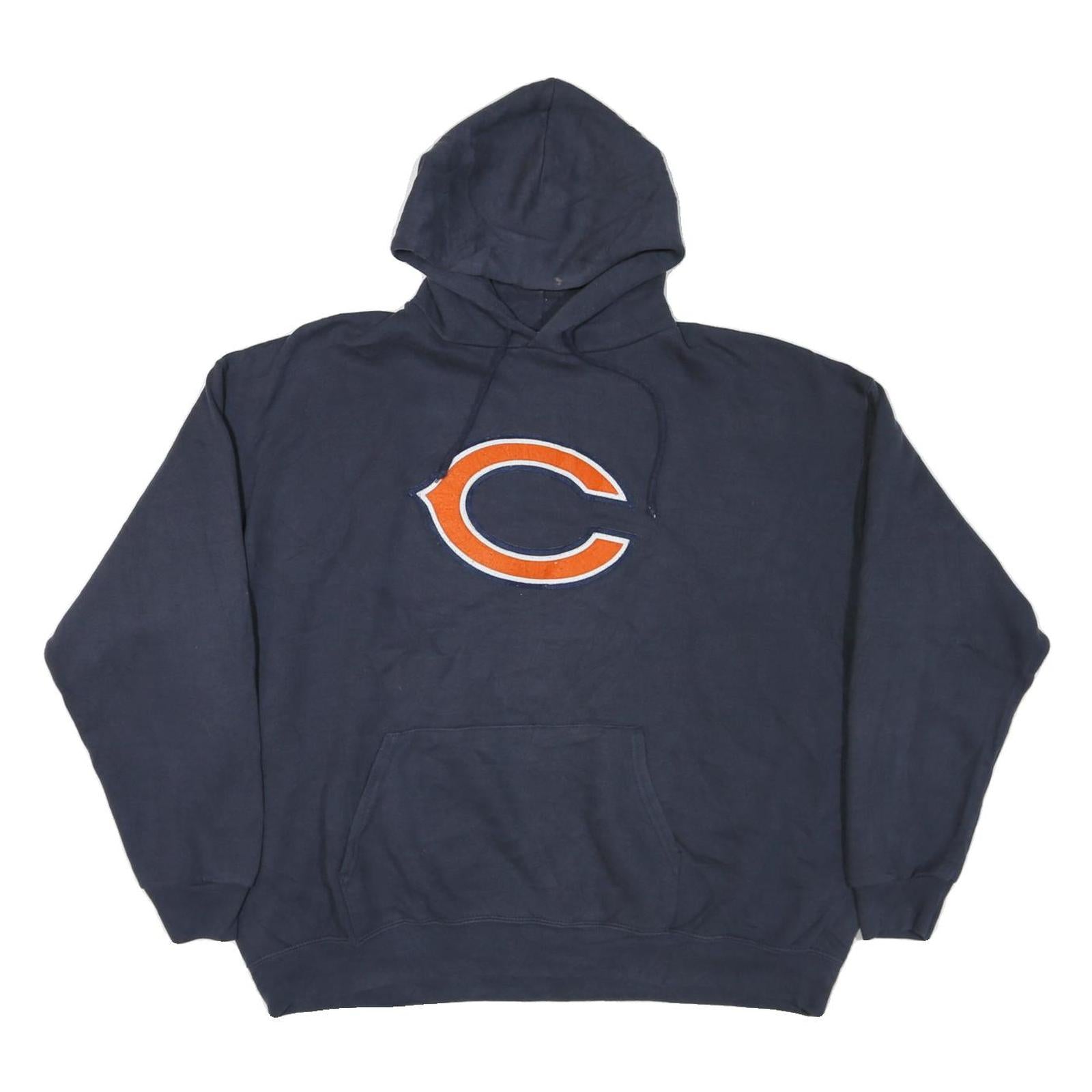 NFL Mens Navy Blue Cotton Blend Hoodie XL Classic Pullover Sportswear