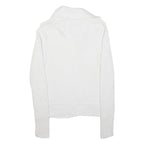LAUREN RALPH LAUREN Womens White Plain Button Up Roll Neck Basic Knit M Cotton