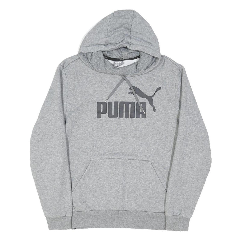 PUMA Mens Grey Hoodie M Cotton Blend Pullover Drawstring Hood Casual