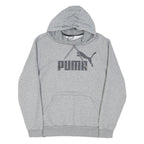 PUMA Mens Grey Hoodie M Cotton Blend Pullover Drawstring Hood Casual
