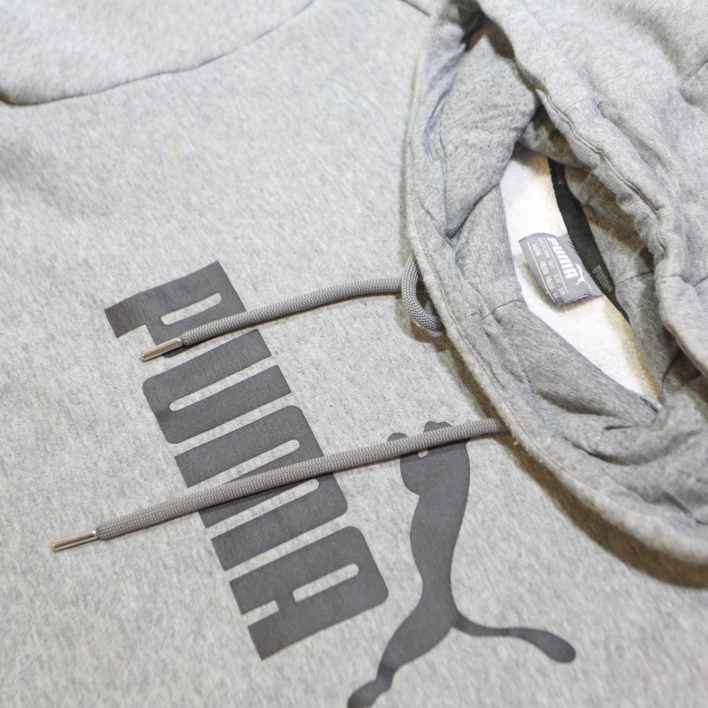 PUMA Mens Grey Hoodie M Cotton Blend Pullover Drawstring Hood Casual