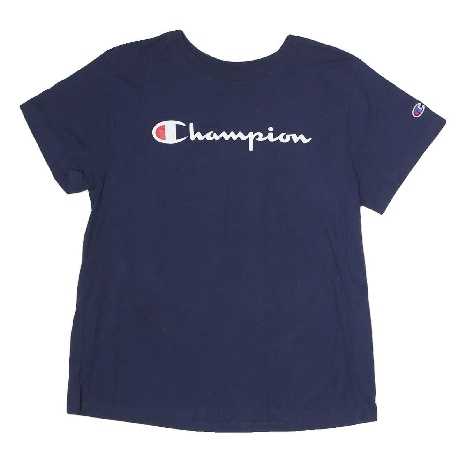CHAMPION Mens Navy Blue Graphic T-Shirt M Short Sleeve Crew Neck Cotton