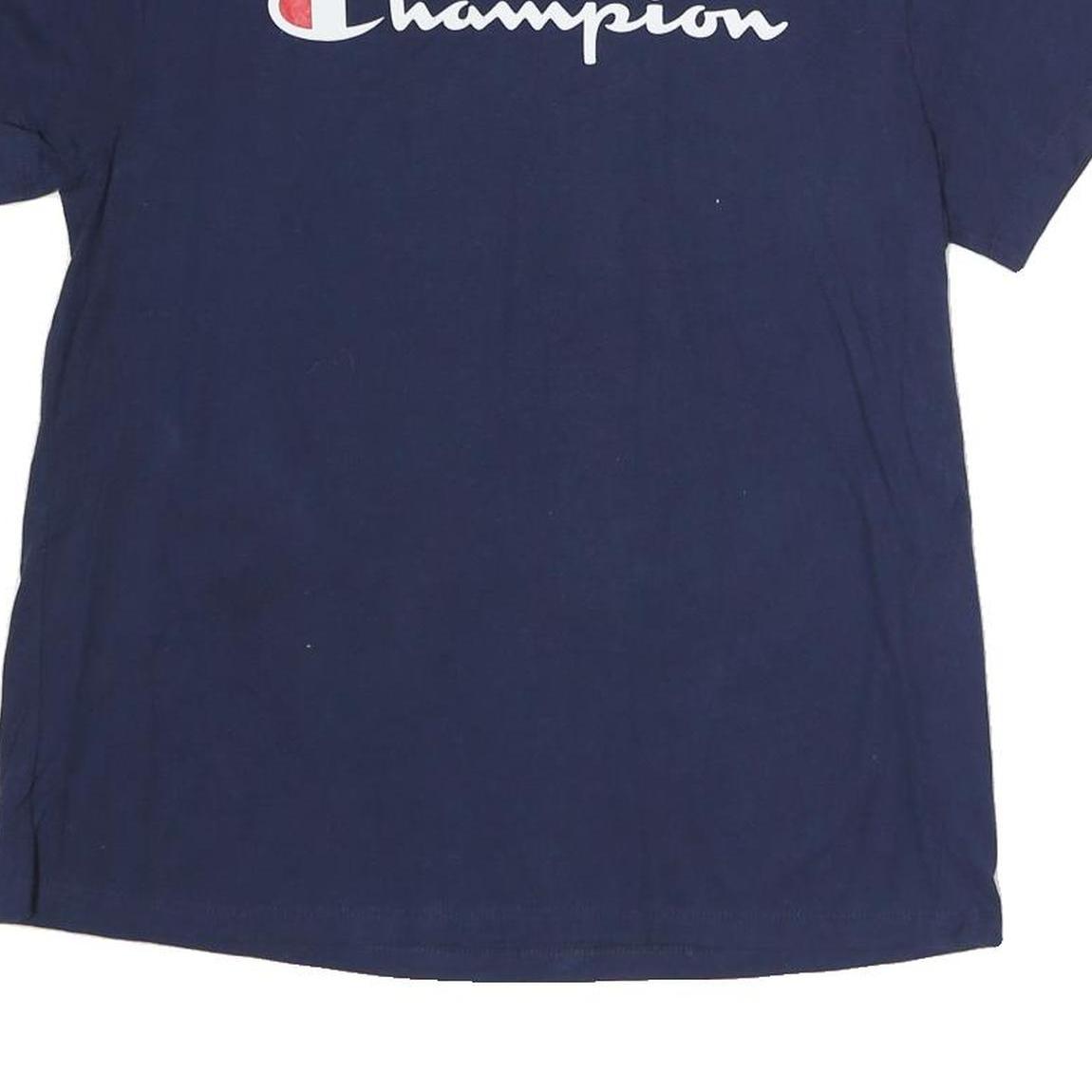 CHAMPION Mens Navy Blue Graphic T-Shirt M Short Sleeve Crew Neck Cotton