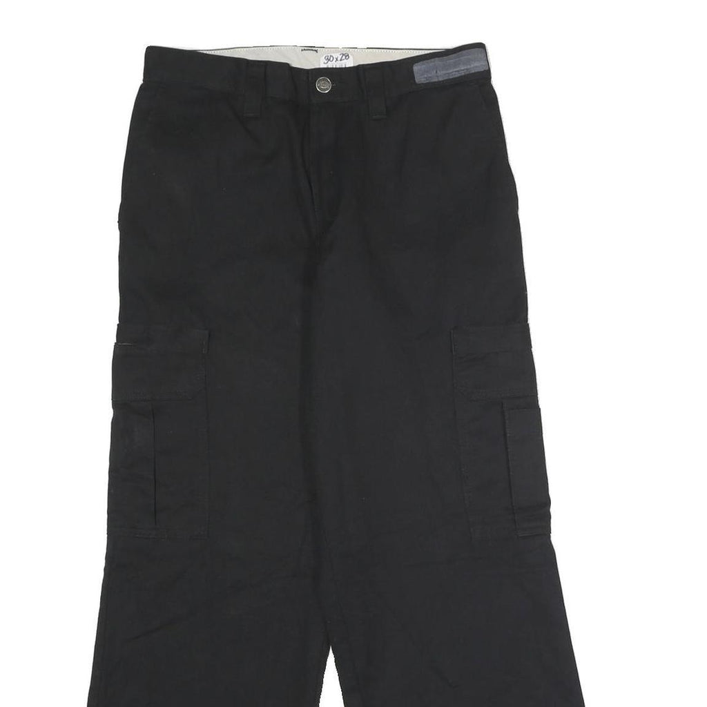 DICKIES Mens Regular Black Polyester Blend Cargo Trousers W30 L28 Workwear